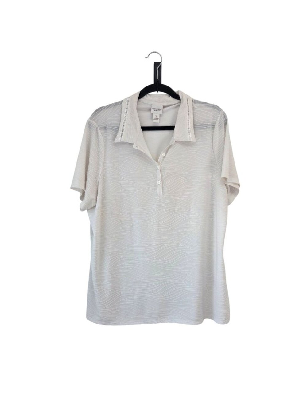 Chico's Weekends White Textured Short Sleeve Blouse Top Shirt Women's XL